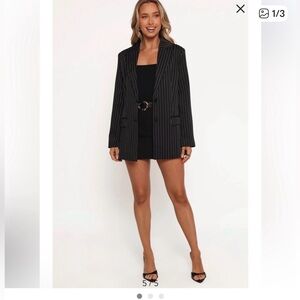 Leith Black Striped Women's Blazer